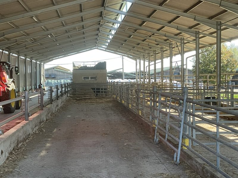 The milk kitchen on the axis of the barn, with a feed store above.